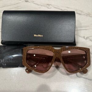 Max Mara MM0125 GLIMPSE6 Textured Havana Brown Oversized Sunglasses 58mm NWOT